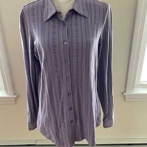 Denim&Co Lavender Button-Down Shirt